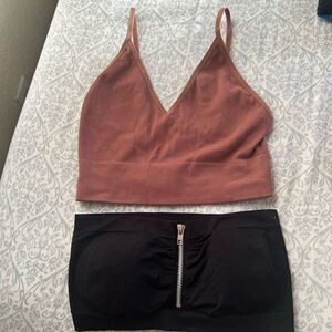 2 bralette tops crop top tube top blush nude bundle size S/M